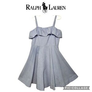 Polo Ralph Lauren girls striped blue white sleeveless dress size 8
